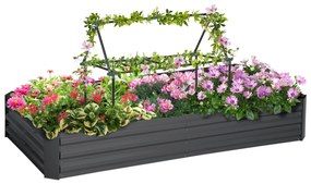 Outsunny Pat de grădină jardinieră rectangular din metal cu tuteuri pentru roșii și plante cățărătoare 180 x 90 x 29,5 cm | Aosom Romania