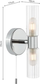 Där Lighting BOL0950 - Aplică de perete pentru baie BOLTON 2xG9/5W/230V IP44 crom