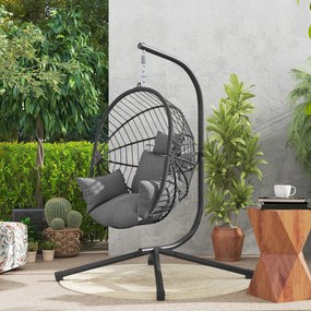 Outsunny Scaun Suspendat Ou, Inclusiv Pernă, Fotoliu, 120 cm x 106 cm x 188 cm, Gri | Aosom Romania