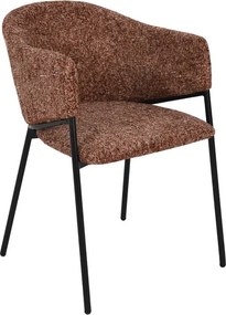 Set de 2 scaune aspect retro, Metal Negru, Chenille Maro, NOBLESSE A-47579 VC
