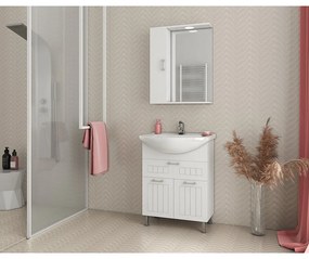 Set dulap baza suspendat alb si lavoar Drop Ritmo 65 cm