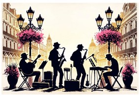 Tablou trupă de jazz pe străzi