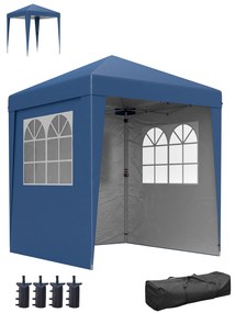 Outsunny Tonela barnum de grădină pop-up pliantă reglabilă în înălțime protecție UV 30+ 3 pereți laterali albastru închis | Aosom Romania