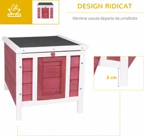 PawHut Colivă Lemn Exterior pentru Rozătoare, Acoperiș și Rampa Reglabilă, 42x51x43cm, Roșu | Aosom Romania