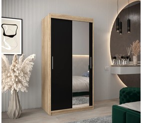 Dulap de haine 100 cm Toki 2 (stejar sonoma + negru mat). 1064969
