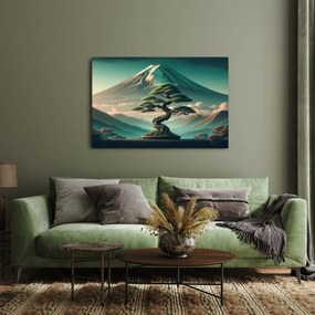 Tablou bonsai și munte în stil japonez
