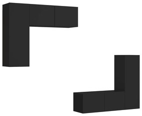 3078794 vidaXL Set dulapuri TV, 4 buc., negru, lemn prelucrat