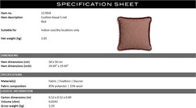 Perna design lux Kauai rosu S 50x50cm