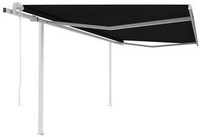 vidaXL Copertină retractabilă automat, cu stâlpi, antracit, 4x3 m
