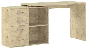 HOMCOM Birou de Colț pentru PC cu 2 Sertare și Rafturi Deschise, Birou de Colț în Formă de L, 117x83,5x76 cm, Lemn Natural | Aosom Romania