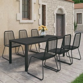3060122 vidaXL Set mobilier de grădină, 7 piese, negru, ratan PVC
