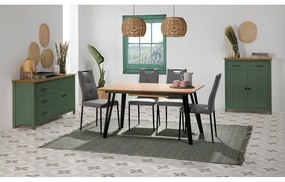 Comodă verde/în culoare naturală înaltă din lemn masiv de pin 90x110 cm Miranda – Marckeric