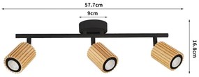 Brilagi - Spot MODERN WOOD, 3xGU10/8W/230V, lemn de cauciuc, negru
