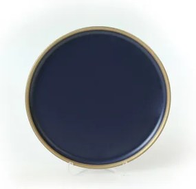 Set de veselă, 24 de piese, albastru/auriu/ceramică