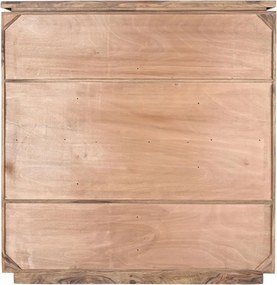 Dulap înalt din lemn masiv, maro, cu 5 uși, 5 rafturi și panou central din piatră gri, blat în trepte, 155 x 145 x 40 cm, „Ancenis”