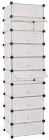 244919 vidaXL Organizator de pantofi interconectat, 10 compartimente, alb