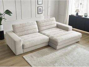 Colțar bej cu tapițerie din catifea (cu colț pe partea dreaptă/cu șezlong) Sierra – Bobochic Paris