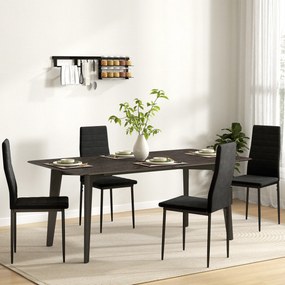 HOMCOM Set de 4 scaune pentru sufragerie, design fără brațe, tapițerie din material textil, picioare metalice, Negru | Aosom Romania