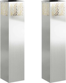 vidaXL Lumină LED Solară pentru Alei 2 pcs Argintiu Galvanizat