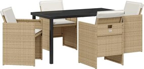 vidaXL Set de masă pentru grădină 5 pcs Bej poliratan