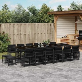 vidaXL Set mobilier de grădină cu perne, 17 piese, negru, poliratan