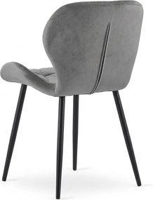 Scaun de masa MANGO VELVET cu picioare negre, gri