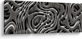 Tablou - Abstractizare metalică (cu ceas) (90x30 cm)