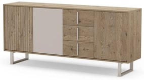 Comodă gri/în culoare naturală joasă cu aspect de lemn de stejar 180x80 cm Millay – Marckeric