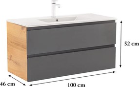 Vario Pull 100 dulap de bază cu chiuvetă stejar-antracite