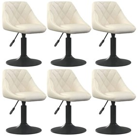 vidaXL Scaune de sufragerie pivotante 6 buc, crem, catifea