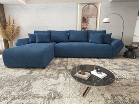 Colțar extensibil dumonde cu ladă de depozitare si sezut confortabil din spuma high-density, Berlin XL Zoom Blue 350x185 cm