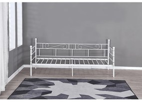 Pat din metal - de o persoană, alb, 90x200, ROZALI