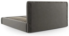 Pat matrimonial gri tapițat cu spațiu de depozitare cu somieră 140x200 cm Colonel – Cosmopolitan Design