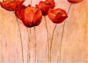 Tablou pe sticlă - Lalele roșii (70x50 cm)