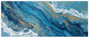 Tablou - Marmură bleu cu aur II. (120x50 cm)