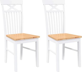 vidaXL Scaune de sufragerie 2 buc Cauciuc din lemn masiv alb