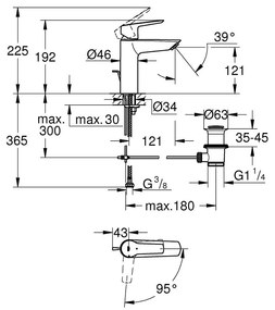 Grohe Start baterie lavoar stativ StarLight Chrome 23552002