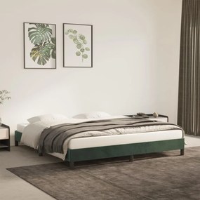 346985 vidaXL Cadru de pat, verde închis, 160x200 cm, catifea