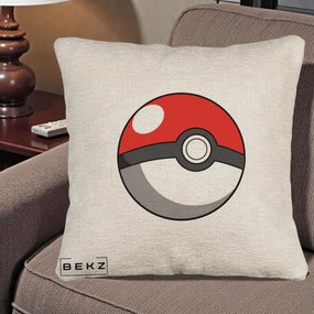 Perna Personalizata Pokeball Rosie, 40x40 cm, Bej Canapea, Husa Detasabila, Perna Inclusa, BEKZ®