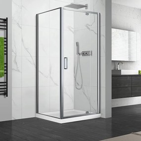 Cabina de dus dreptunghiulara Fluminia Anda cu usa pivotanta 100x80 cm crom