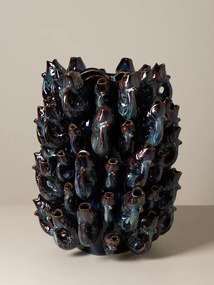 Vas decorativ din ceramica cu motive marine in relief „Abyss”