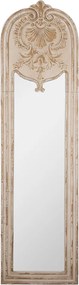 Oglinda de perete, bej, din lemn, aspect vintage, 48x4x180 cm