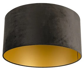 Abajur din catifea neagră 50/50/25 cu interior auriu