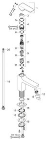 Hansgrohe, Metropol, baterie lavoar cu ventil, crom