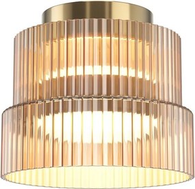 Mini Plafoniera LED cu sticla canelata Scala bronz