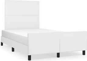 vidaXL Cadru de pat cu tăblie, alb, 120x200 cm, piele ecologică