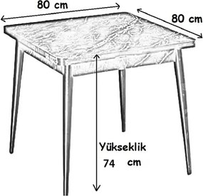Masa bucatarie Brigitte, patrat, culoare nuc, 80 cm