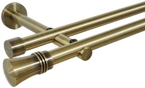 Galerie dubla picior universal fara inele prindere perete capri 19/19 mm aur antic (Alege marime: 200 cm)