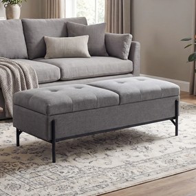 HOMCOM Ladă-bancă din ţesătură tip in, bancă de pat cu 2 compartimente, capace rabatabile şi perne extra-groase, 117 x 50 x 44 cm | Aosom Romania