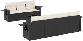 vidaXL Set mobilier de grădină cu perne, 8 piese, negru, poliratan
